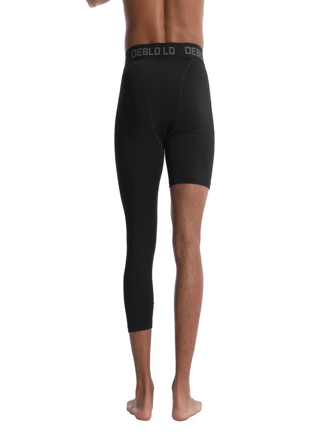 OEBLD Single Leg 3/4 Compression Tights, Unisex Sports Compression Pants, One Leg Basketball Leg Sleeves Athletic Workout Leggings Tights, Light and Strenchable - Image 3